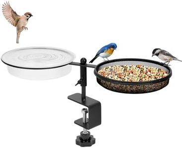 mosegor 2 in 1 Bird Feeder Deck Mount, Bird Feeding Stand Detachable Bowl Wild Bird Water Food Container Station for Garden Yard Outdoor Balcony Decoration (Round2)