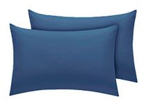 AmigoZone New 2 x Pillow Cases Housewife Plain Cover Polycotton Bedroom Luxury Pair Pack (Mid Blue)