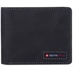 alpine swiss Mens RFID Blocking Cowhide Leather Wallet Bifold 2 ID Windows Divided Bill Section Comes in Gift Box Charcoal