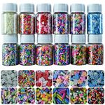 LIKETURE Fake Sprinkles 12 Jars 180g Polymer Clay Sprinkles Fake Candy Sprinkles Faux Sprinkle for Resin Slime Craft Plastic Sprinkle Nail Art Phone Case DIY Shaker Card Filler (12 Mixed Colors-180G)