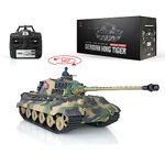 wheelfun 2.4G Heng Long 1/16 Scale 7.0 Plastic German King Tiger RTR RC Tank Model 3888A 340° Rotating Turret Infrared Combat Lifting Barrel Light Sound