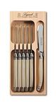 LAGUIOLE Set of 6 Stainless Steel Butter Knives with Ivory Coloured Handle in Box