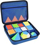 Grapsa Speed Cube Storage Case Bag Holds 12+ Different Types Cube Retro Brain Teaser Fidget Toy. Carrying Holder with Mesh Pocket Fits for Cube Stand/Tutorial (Box Only) - Blue