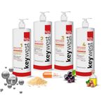 Keywest Professional Nanoplastia Treatment Kit, Combo Pack of 4-1000ml Each | Keratin Treatment Kit for Salon Expert | Nanoplastia Sulfate Free Shampoo, Conditioner, Treatment & Clarifying Shampoo