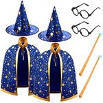 SATINIOR 8 Pcs Halloween Wizard Costume Wizard Cloak with Hat Wands for Kids Boys Fancy Dress Cosplay Party