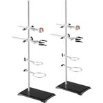 VEVOR Lab Stand Support, Laboratory Retort Support Stand 2 Sets, Steel Lab Stand 23.6" Rod and 8.3" x 5.5" Cast Iron Base, Includes Flask Clamps, Burette Clamps and Cross Clamps