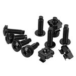 HanTof M6 Rack Mount Cage Nuts,Rack Screws and Nylon Washers,60 Sets Black Server Rack Screws Square Insert Nuts for Audio Routers,Shelves,Enclosure and Cabinets.Carbon Steel with Rust Resistant Zinc