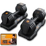 Flexnest Adjustable Dumbbells, Designed-in-Germany, Easy Weight Adjustment, For Home Workout, Gym Exercise Set For Men & Women (Black, 11kgs - Set of 2)