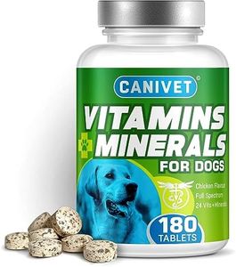 CANIVET Multivitamins for Dogs | 180 x Chicken Flavour Tablets | 24 x Essential Dog Vitamins & Minerals | Full Spectrum Health Supplement for Dogs | Up-to 1 x Year’s Supply | Premium Quality