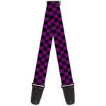 Buckle-Down Guitar Strap Checker Black Purple 2 Inches Wide (GS-W30315)