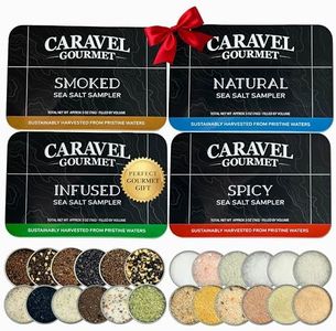 Sea Salt Gift Set 4-Pack - Infused, Smoked, Spicy and Natural Salt Sampler Collections - 23 Flavors with Reusable Tins- Great Gifts for Everyone - Caravel Gourmet
