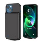 [6500mAh] Battery Case for iPhone 13 mini,New Upgrade High Capacity Rechargeable Charging Case, Protective Portable Smart Backup Charger Cover for iPhone 13 mini(1 Pack) Black