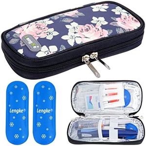 YOUSHARES Insulin Cooler Travel Case with 2 Diabetes Ice Packs, Insulin Travel Case Suitable for Short Trips with Temperature Sensitive Medicines Such as Insulin Pens and Diabetes Medicines (Flower)