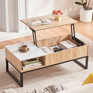 Luxsuite Lift Top Coffee Table with Hidden Storage Wooden Cocktail Tea Table for Living Room Office Oak 107cm