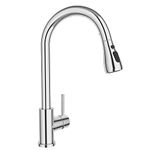 APPASO Kitchen Tap, Polished Chrome Kitchen Sink Mixer Tap with Pull Out Sprayer 3 Water Modes, Stainless Steel Sink Tap for Kitchen Swivel 360° for UK Standard Fittings, Durable & No Leaking