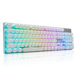 HUO JI E-Yooso Z-88 Retro Mechanical Gaming Keyboard, Programmable RGB Backlit, Blue Switches - Clicky, Typewriter Style,104 Keys Hot Swappable for Mac, PC, White