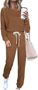 PRETTYGARDEN Womens 2 Piece Outfits Fall Long Sleeve Pullover Tops And Long Sweatpants Sweatsuits Loungewear Sets (Solid Khaki,Medium)