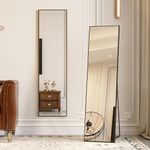 LVSOMT Full Length Mirror 160x40 cm, Wall Mounted Mirror, Large Standing Mirror, Floor Mirror with Stand, Full Body Mirror, Leaning Against Wall Mirror for Bedroom Entry, Bedroom, Living Room (Black)