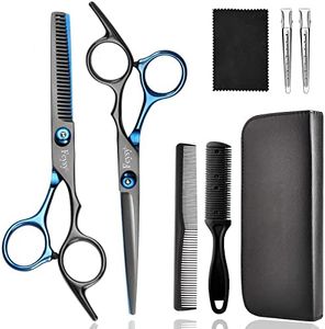 Hair Scissors Thinning Shears Set, Fcysy Professional Hair Cutting Scissor Kit Hair Shears Texturizing Shears Set, Barber Scissors Kit with Hairdresser Scissors Haircut Shears Hair Layering Scissors