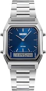 Unisex Wrist Watch, Waterproof Military Analog Digital Watches with LED Multi Time Chronograph, Stainless Steel Business Watches for Men (Blue)