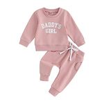 Toddler Baby Daddys Girl 2 Piece Outfits Long Sleeve Letter Print Sweatshirt & Pants Fall Winter Baby Clothes (Pink Daddys Girl, 0-6 Months)