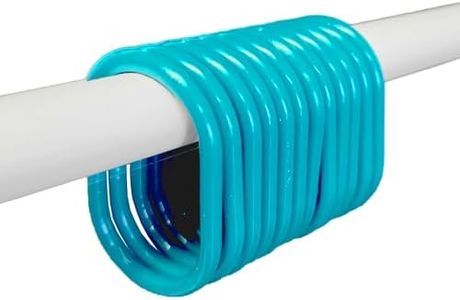 Shower Curtain Rings Plastic Hooks Solid and Clear Color Set of 12 (Solid Turquoise Blue)