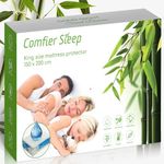 100% Bamboo Waterproof Mattress Protector King Size 150 x 200 cm – Breathable Waterproof Mattress Protector – Silent Washable Cover – Hygienic Protection
