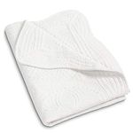 (White) - MONOBLANKS Cotton Baby Quilt Personlized Monogram Lightweight Embossed Scalloped Throw Blanket Four Seasons (White)