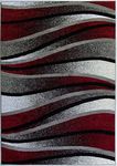 Ladole Rugs Durable Boston Collection Waves Pattern Abstract Area Rug Carpet in Ivory Red Grey, 7x10 (6'5" x 9'5", 200cm x 290cm)