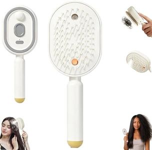 Electric Spray Air Cushion Massage Comb, Electric Spray Massage Comb, Rechargeable & Detangling, Electric Steam Brushs for Hair, Rechargeable Steam Hair Straightener (White-1PC)