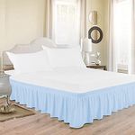 MeckHome Culture Wrap Around Dust Ruffled Bed Skirt 15" Inch Tailored Drop Fade Resistant Brushed Microfiber Bed Skirt - Single Bed | Sky Blue