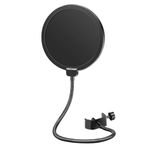 Neewer Professional Microphone Pop Filter Shield Compatible with Blue Yeti and Any Other Microphone, Dual Layered Wind Pop Screen With A Flexible 360 Degree Gooseneck Clip Stabilizing Arm