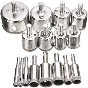 16Pcs Diamond Drill Bit Set,Glass Hole Saw,Extractor Remover Tools Kit for Tiles Glass Ceramic Marble Bottles,Granite Stone Drill Bits (16P)