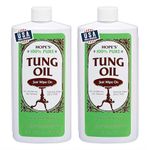 HOPE'S 100% Pure Tung Oil, Food Safe, Premium Waterproof Natural Wood Finish and Sealer for Indoor and Outdoor Projects,16 Fl Oz, 2 Pack