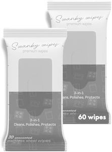 Swanky Stainless Steel Cleaner Wipes - Removes Grease, Fingerprints & Smudges from Appliances, Refrigerator, Stove, Sink, Oven - Non-Scratch Polishing Cloth, Streak-Free Shine - Soft Wipes, 60 Count