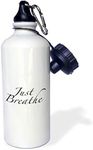 3dRose wb_224494_1 "JUST Breathe" Sports Water Bottle, 21 oz, White