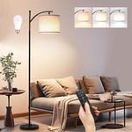 Floor Lamp for Living Room with 3 Color Temperatures 9W LED Bulb with Remote Control Standing Lamp Tall with Adjustable Linen Shade Tall Lamps for Bedroom Office Dorm Room