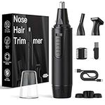 Ear and Nose Hair Trimmer-Rechargeable Nose Trimmer for Men and Women-2024 Professional Painless Nose Clipper Eyebrow & Facial Hair Trimmer-IPX7 Waterproof Dual Edge Blades for Easy Cleansing-Black