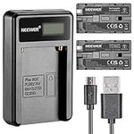 Neewer® Micro USB Battery Charger + 2-Pack 2600mAh NP-F550/570/530 Replacement Batteries for Sony HandyCams, Neewer Nanguang CN-160, CN-216, CN-126 LED Light, Polaroid On-Camera Video Lights