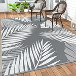 GENIMO Outdoor Rug Waterproof for Patios Clearance, Reversible Outdoor Plastic Straw Camping Rug Carpet, Large Area Rugs Mats for RV, Camper, Deck, Balcony, Porch, Backyard, Beach, Picnic. Leaf