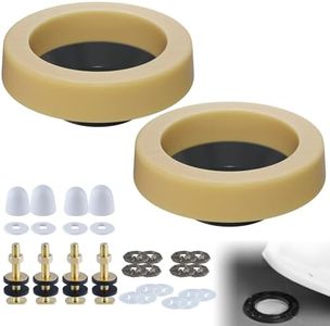 Hibbent 2 Pack Extra Thick Toilet Wax Ring Replacement Kit, Universal Toilet Seal Ring with Brass Bolts and Toilet Bolt Covers, PE Toilet Flange Fits 3 Inch and 4 Inch Drain Pipes
