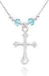 Stera Jewelry Silver Necklace Choice of Cross Pendants Made with Swarovski Crystals, 16 + 4 inches, Crystal