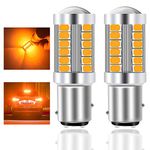 Teguangmei 1157 BAY15D P21/5W Car LED Bulbs Amber Yellow Front and Rear Turn Signal Light 900LM Ultra Bright 5730 33-SMD LED Turn Signal Light Bulbs for Car Trailer 12-30V 3.6W- 2Pcs