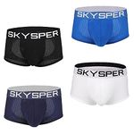 SKYSPER Men's Jockstrap Breathable Mesh Cotton Jock Strap Male Underwear, Athletic Supporters for Men, Sg19-black/White/Blue/Navyblue-4pcs, X-Large