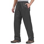 mosingle Men's Waterproof Trousers Breathable Rain Overtrousers Windproof with Zip Pockets, Rain Over Pants for Golf Hiking Outdoor Fishing Cycling #1088-Black-XL