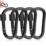 4PCS Carabiner Clip, 8cm/3inch Carabiner Aluminum Alloy Locking Carabiner Clip Hook for Camping Hiking Backpack (Black)