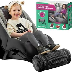 Car Seat Foot Rest for Kids | Car Seat Accessories | Leg Rest for Car Seat Kids | Car Foot Rest with Extra Long Straps Adjusts to Any Carseat Or Toodlers Booster Seat Black Leather by SWANOO