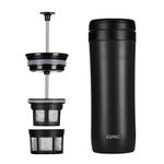 Espro Coffee Travel Press, Stainless Steel, 12 oz (Coffee Filter, Matte Black)