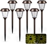 XMCOSY+ Solar Outdoor Lights, 10/25 LM LED 2 Lighting Modes Solar Garden Lights, IP65 Waterproof Glass Stainless Steel Landscape Lighting for Yard Pathway Driveway Walkway Decor (6 Pack, Warm White)