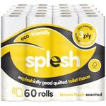 Splesh by Cusheen 3-ply Toilet Roll - Lemon Fragrance (60 Pack) Soft, Quilted Bulk Toilet Rolls, Toilet Tissue and Loo Rolls – Eco-Friendly Toilet Paper Sustainably Crafted in The UK